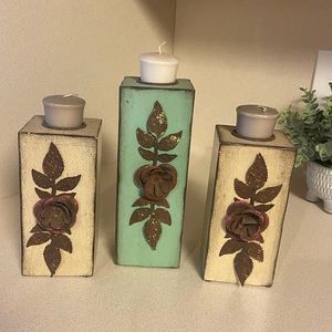 Rustic candle holders set/3